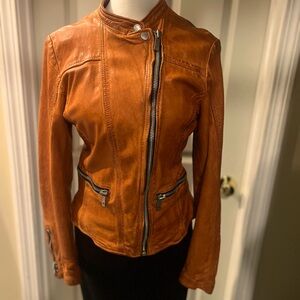 Burnt orange leather jacket
